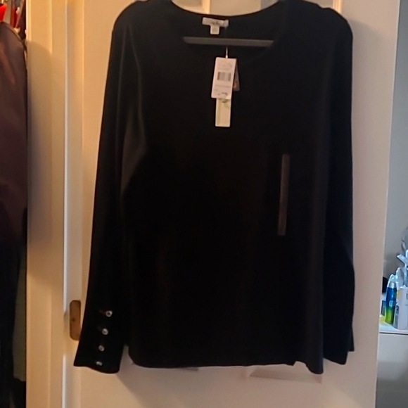Kela Sweaters - NWT light weight black sweater.  Beautiful 4 button detail on sleeves.